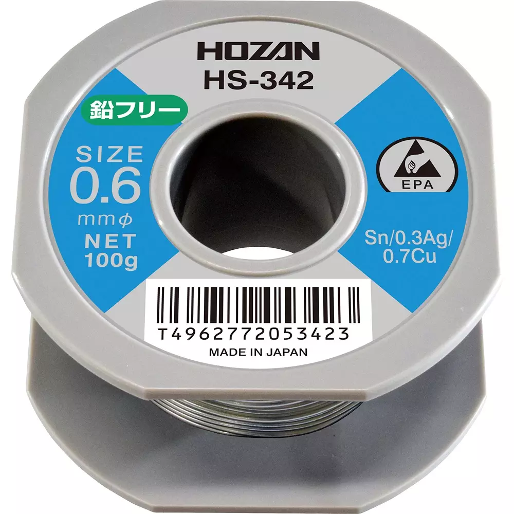 HOZAN Lead-Free Solder 0.6 mm Wire Diameter, HS-342 (1 Roll)