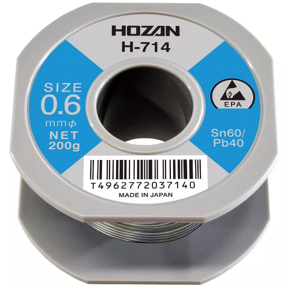 HOZAN Solder (No-Clean, RMA Type) 0.6 mm Wire Diameter, H-714 (1 Roll)