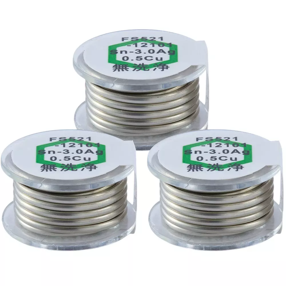 HAKKO Solder Hexsol Lead Free No Flux Cleaning 1.2 mm Wire Diameter, FS521-12301 (Set of 3 Pcs)