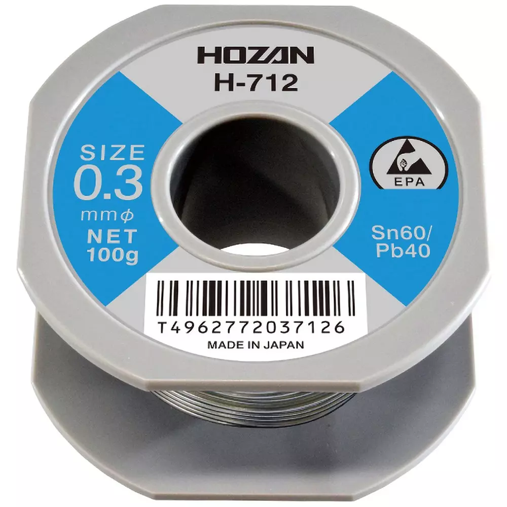 HOZAN Solder (No-Clean, RMA Type) 0.3 mm Wire Diameter, H-712 (1 Roll)