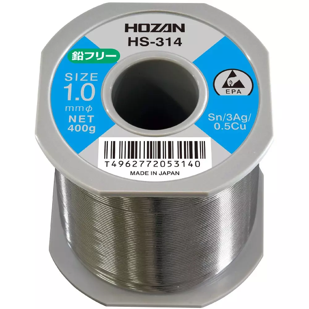 HOZAN Lead-Free Solder (Sn-Ag System) 1 mm Wire Diameter, HS-314 (1 Roll)