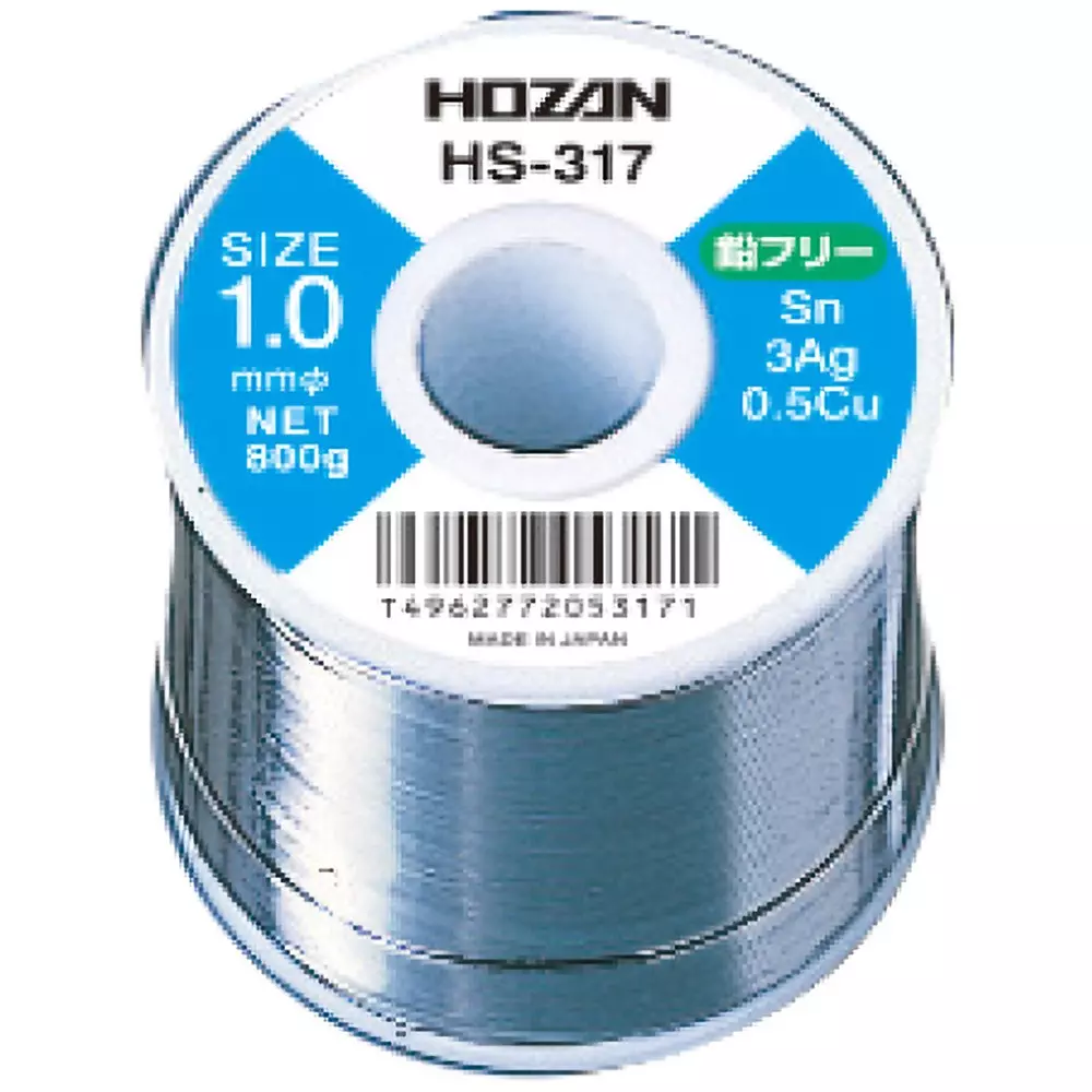 HOZAN Lead-Free Solder (Sn-Ag System) 1 mm Wire Diameter, HS-317 (1 Roll)