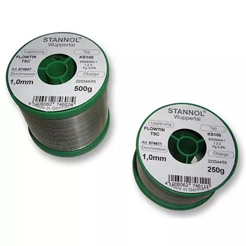 STANNOL Solder Wire, Ks100, 1.0mm, 500G, 574607