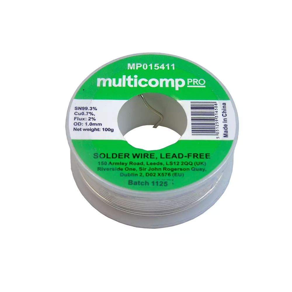 MULTICOMP PRO Solder Wire 0.039 Inch External Diameter - Imperial 1 mm Metric Lead Free Leaded /, MP015411