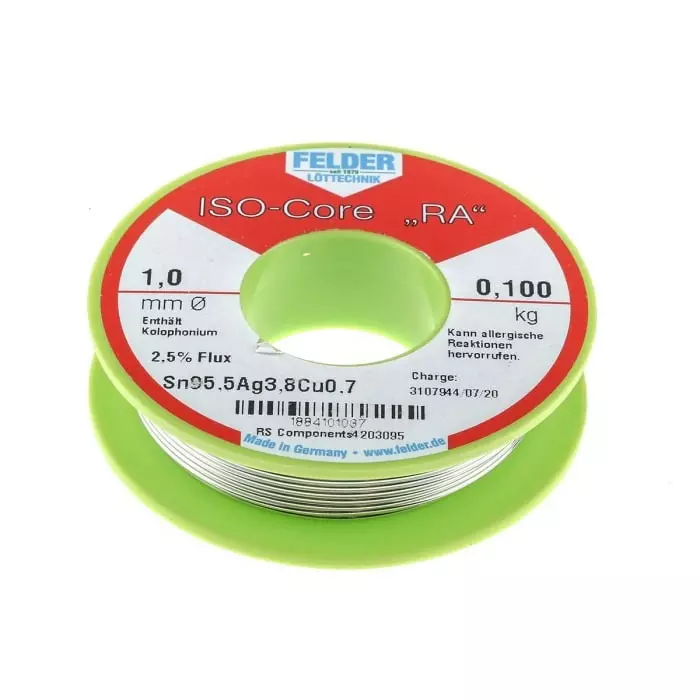 Felder Lottechnik Wire 1 mm Lead Free Solder 217°C Melting Point, 18.841.01037