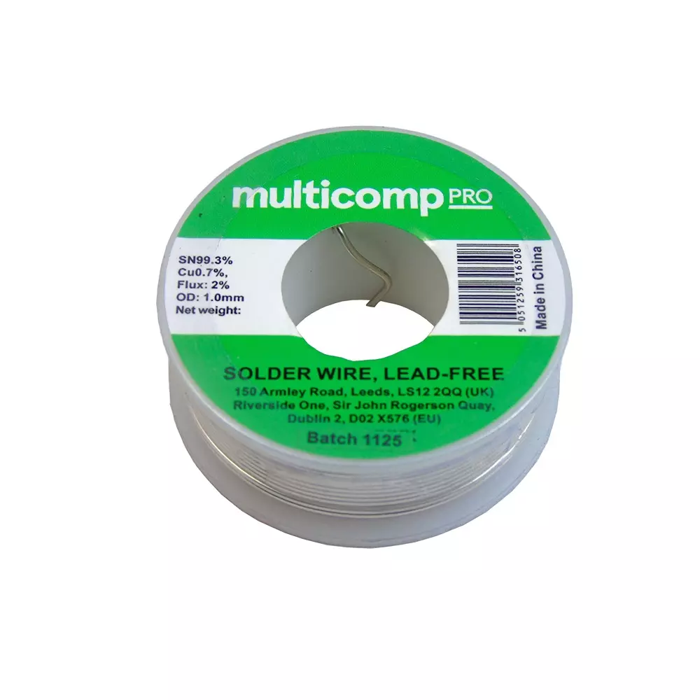 MULTICOMP PRO Solder Wire 0.039 Inch External Diameter - Imperial 1 mm Metric Lead Free Leaded /, MP015415