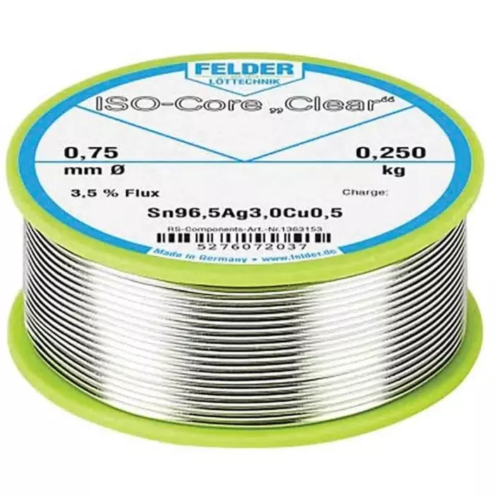 Felder Lottechnik Wire 0.75 mm Lead Free Solder 217°C Melting Point, 51760720 37