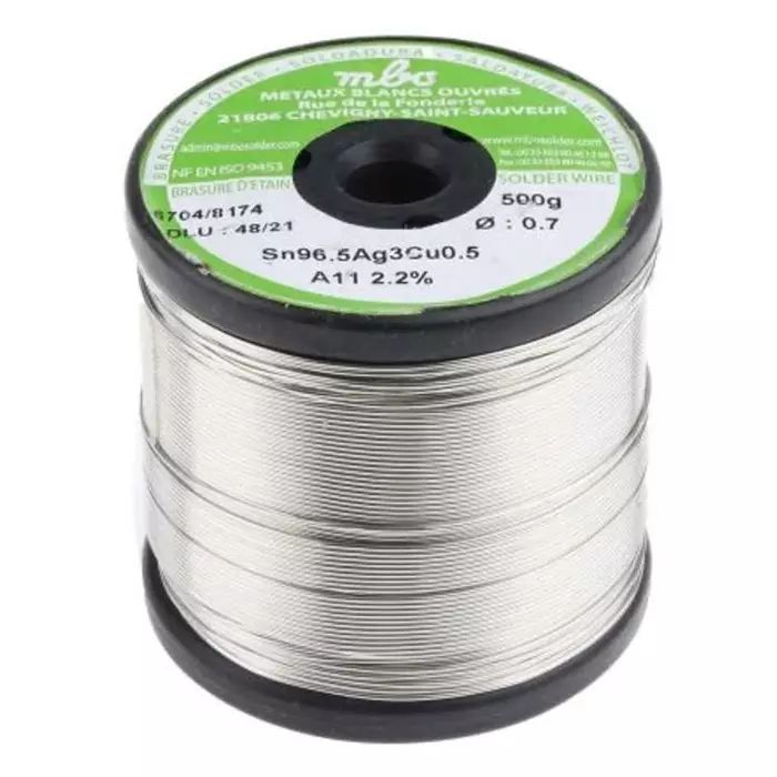MBO Wire 0.7 mm Lead Free Solder 217°C Melting Point, SN96.5 AG3 CU0.5 7/10 A11-500G (Pack of 500)