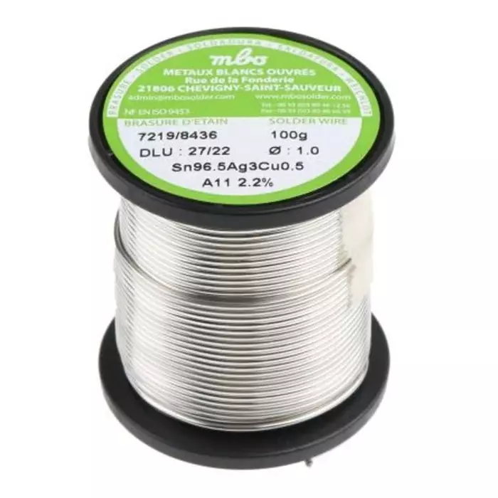 MBO Wire 1 mm Lead Free Solder 217°C Melting Point, SN96.5 AG3 CU0.5 10/10 A11-100G (Pack of 100)