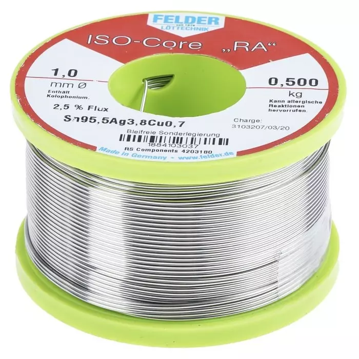 Felder Lottechnik Wire 1 mm Lead Free Solder 217°C Melting Point, 18.841.03037