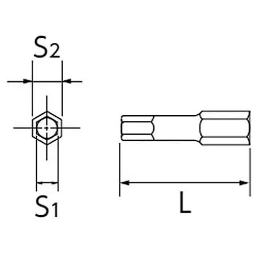 Ktc Short Hexagonal Replacement Bit 9 mm 32 mm Length, T-09S