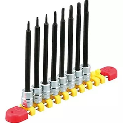 Ktc Long Tamper-Proof TorxBit Socket Set T8H-T30H 6.3 mm Sq. Drive, TBT2L08TH (Pack of 8)