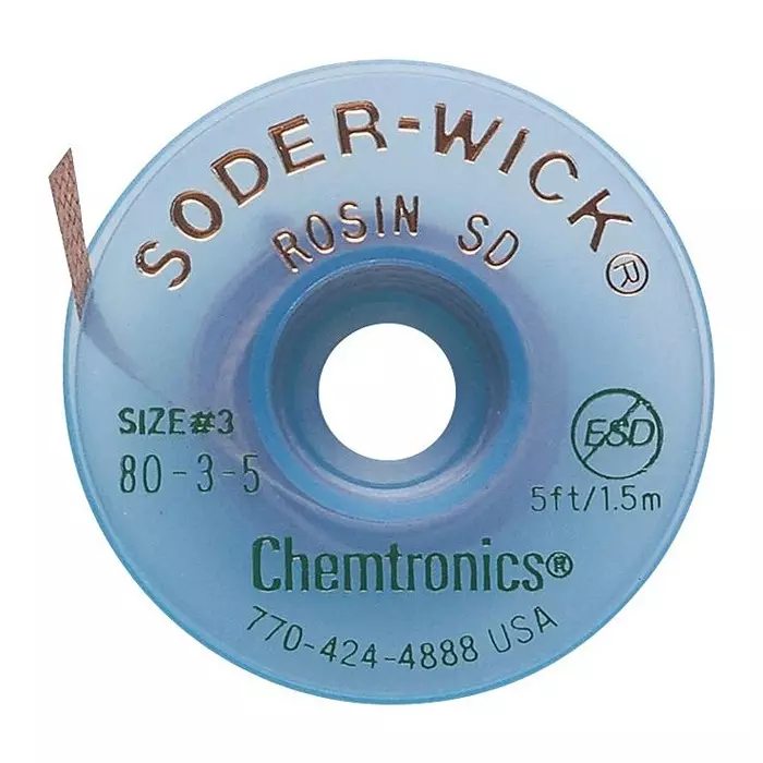 CHEMTRONICS Braid, Desoldering, Rosin Sd, 5Ft, 80-3-5