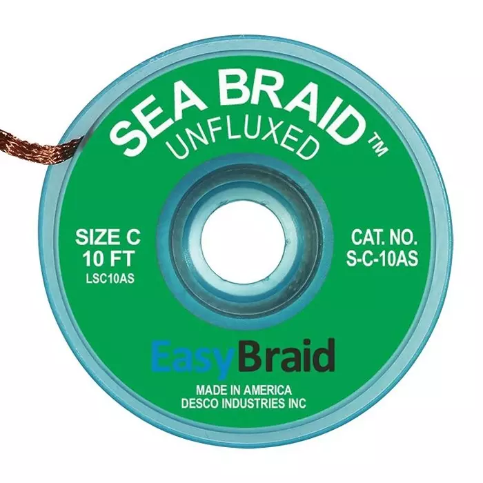 EASYBRAID Desoldering Braid, 0.075" X 10Ft, Green, S-C-10AS