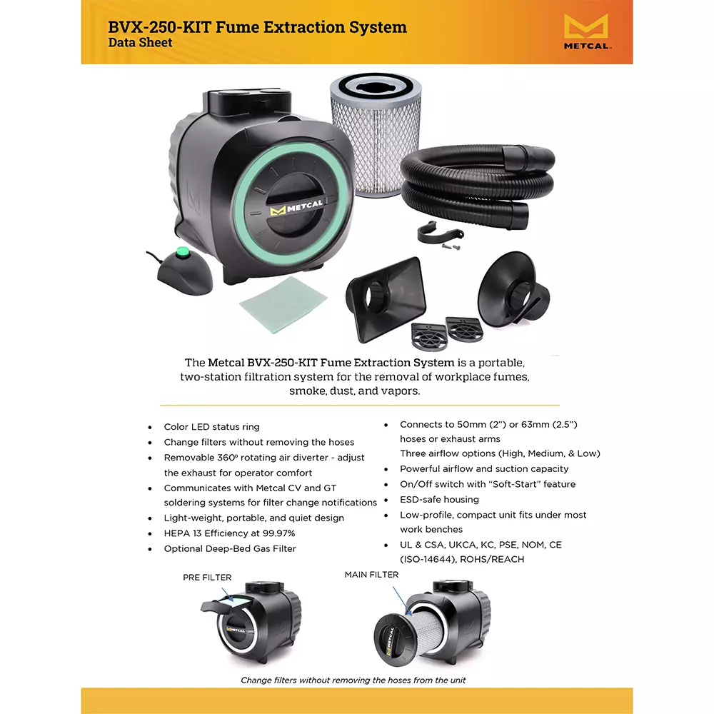 metcal-fume-extraction-system-kit-1-phase-150-w-power-45-cfm-flow-rate-bvx-250-kit