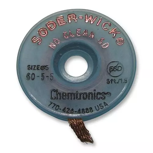 CHEMTRONICS Braid, Desoldering, No Clean Sd, 5Ft, 60-2-5