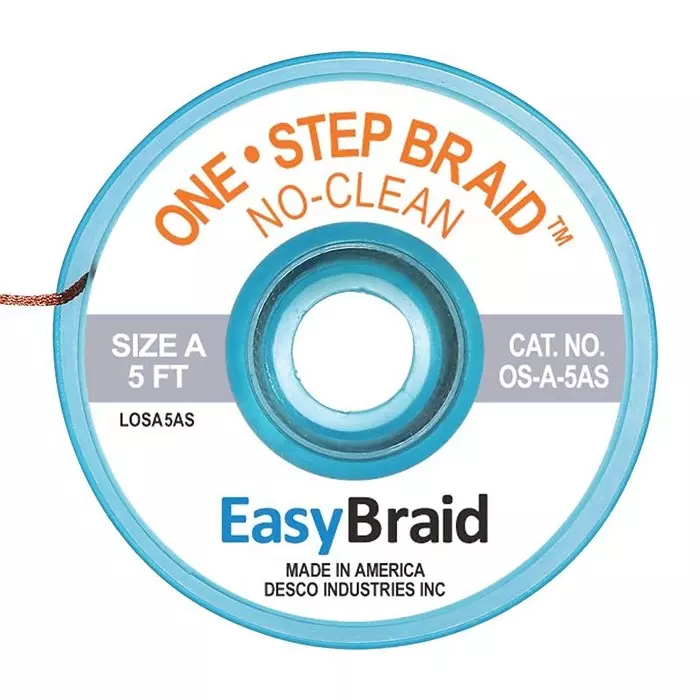 EASYBRAID Desoldering Braid, 0.025" X 5Ft, Grey, OS-A-5AS