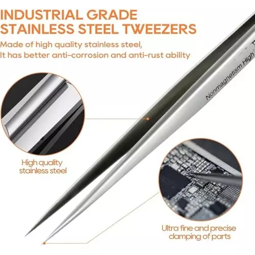 SCHOFIC Non Magnetic Precision Tweezer ‎Silver, ‎S11 (Pack of 25)