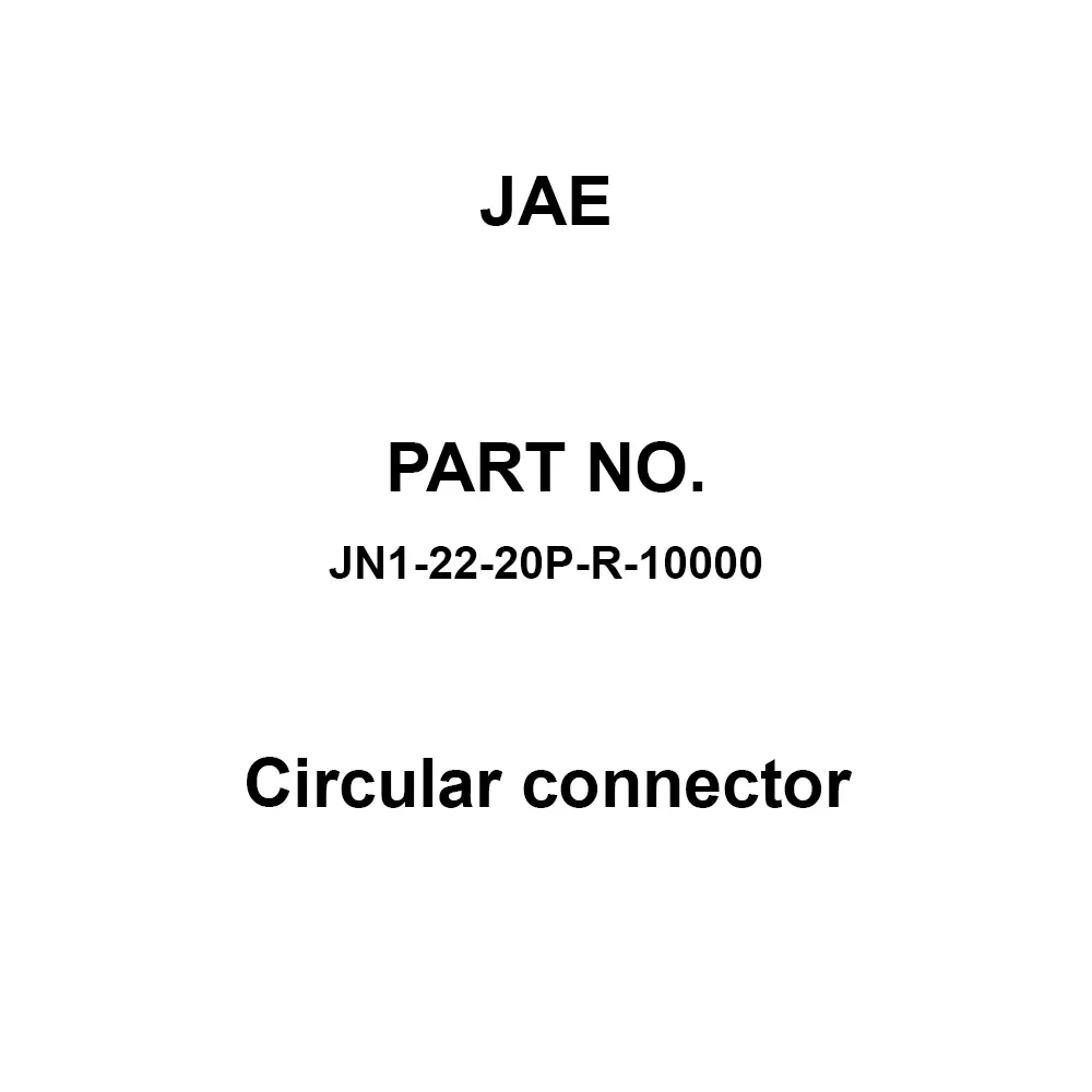 JAE Circular Connector 1000 mΩ Insulation Resistance, JN1-22-20P-R-10000 (1 Roll (10000 Pcs))