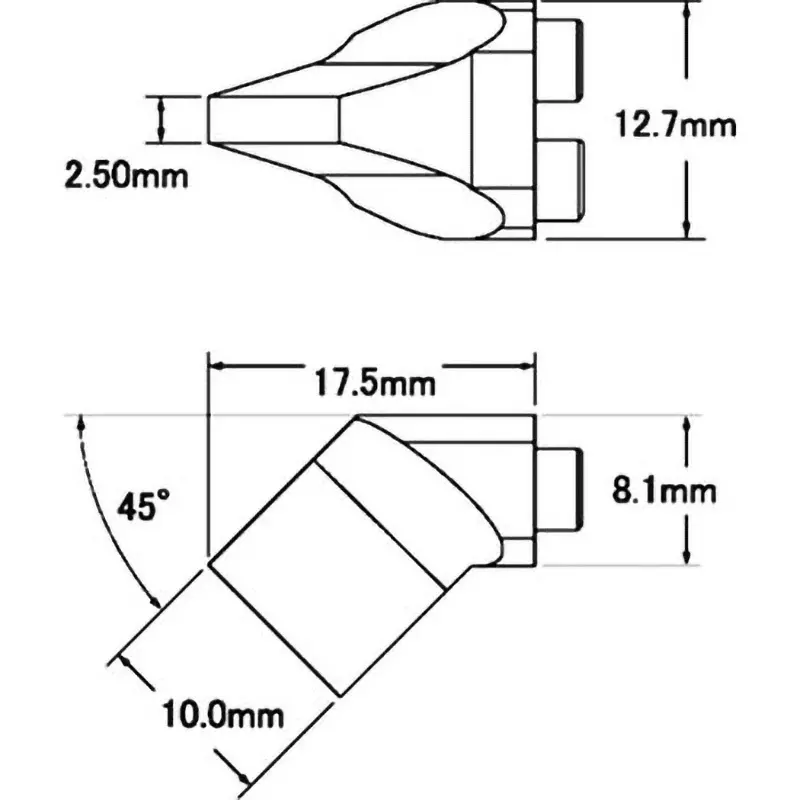 METCAL Chip Cartridge Type D / Dual 10 mm Dimension 405℃ Max Heat Temperature, SMTC-7CHB100D