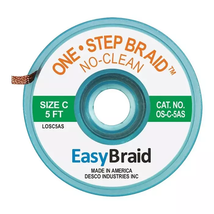 EASYBRAID Desoldering Braid, 5Ft, 25/Pack, OS-C-5AS