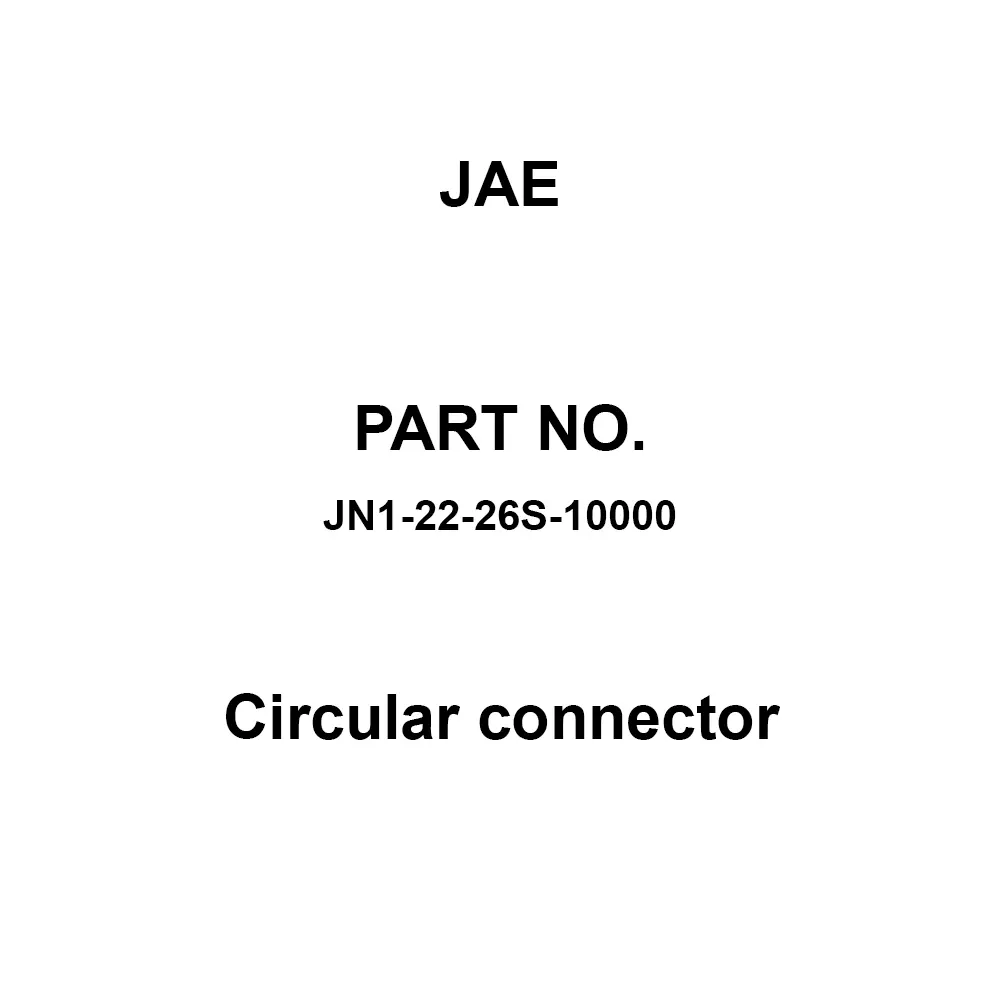 JAE Circular Connector 1000 mΩ Insulation Resistance, JN1-22-26S-10000 (1 Roll (10000 Pcs))