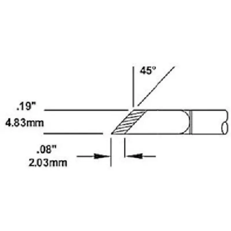 METCAL Chip Cartridge K type 4.8mmx16.51mm45° Standard, SMC-7KN0048S