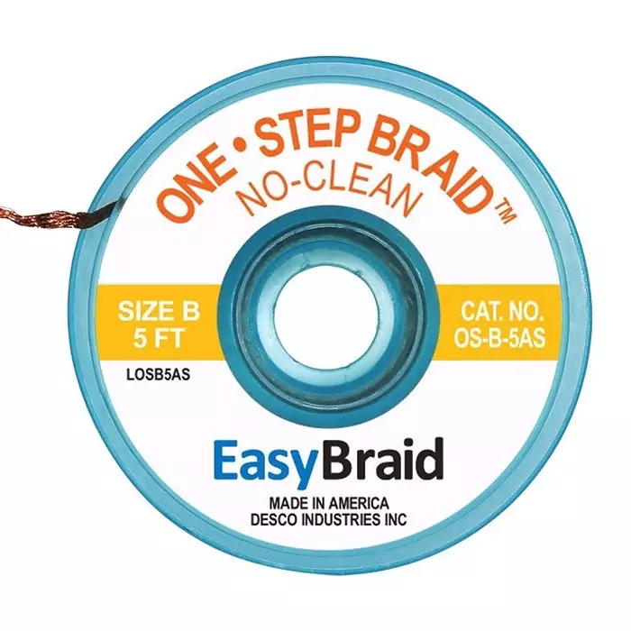 EASYBRAID Desoldering Braid, 0.05" X 5Ft, Yellow, OS-B-5AS