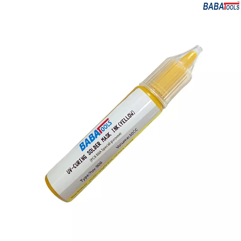 BABA TOOLS UV-Curing Solder Mask Ink 10 ml Yellow for Protects PCM Traces from Corrosion, Moisture, YUV-900