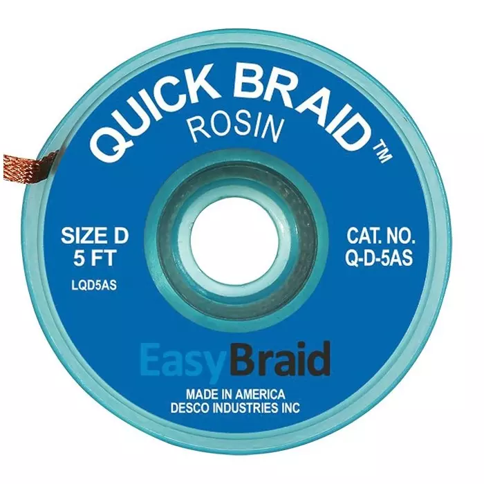 EASYBRAID Desoldering Braid, 0.1" X 5Ft, Blue, Q-D-5AS
