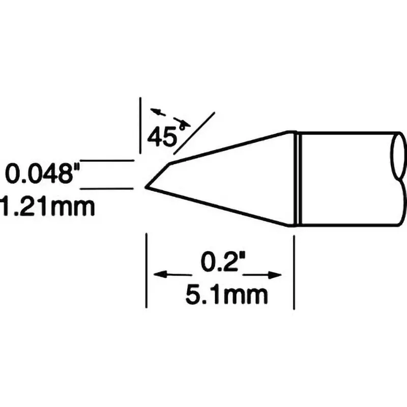 METCAL Chip Cartridge C Type 1.21x5.1 mm Dimension 352℃ Max Heat Temperature, UFTC-6DRH412