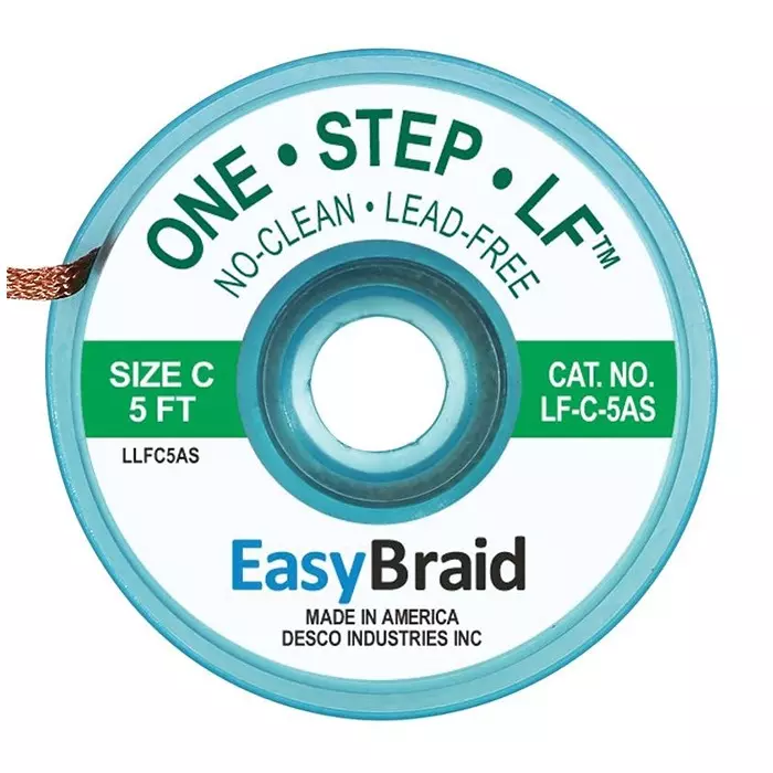 EASYBRAID Desoldering Braid, 0.075" X 5Ft, Green, LF-C-5AS