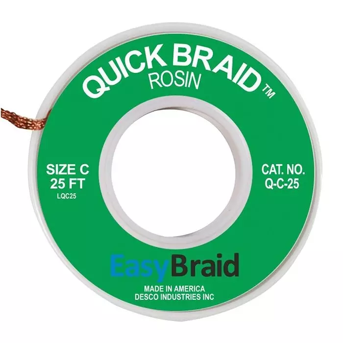 EASYBRAID Desoldering Braid, 0.075" X 25Ft, Green, Q-C-25