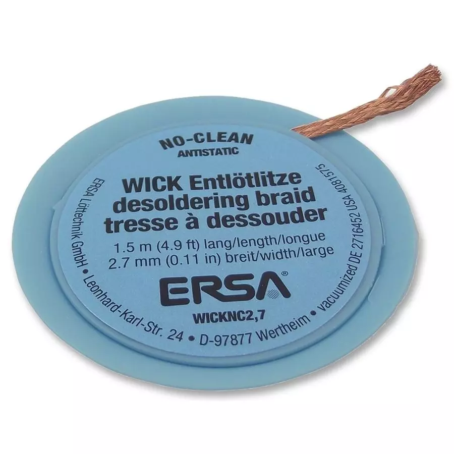 ERSA DESOLDERING BRAID, 2.7MM, 1.5M, 0WICKNC2.7/SB