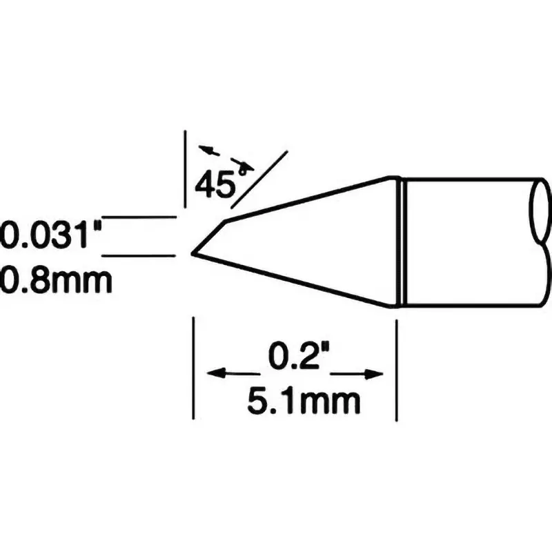 METCAL Chip Cartridge C Type 0.8x5.1 mm Dimension 405℃ Max Heat Temperature, UFTC-7DRH408