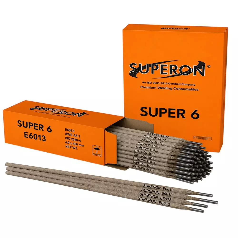 Superon Super 6 Mild Steel Welding Electrodes E6013 Rutile Coated 4 x 450 mm Size 20 Kg Weight (Pack of 2 Box)