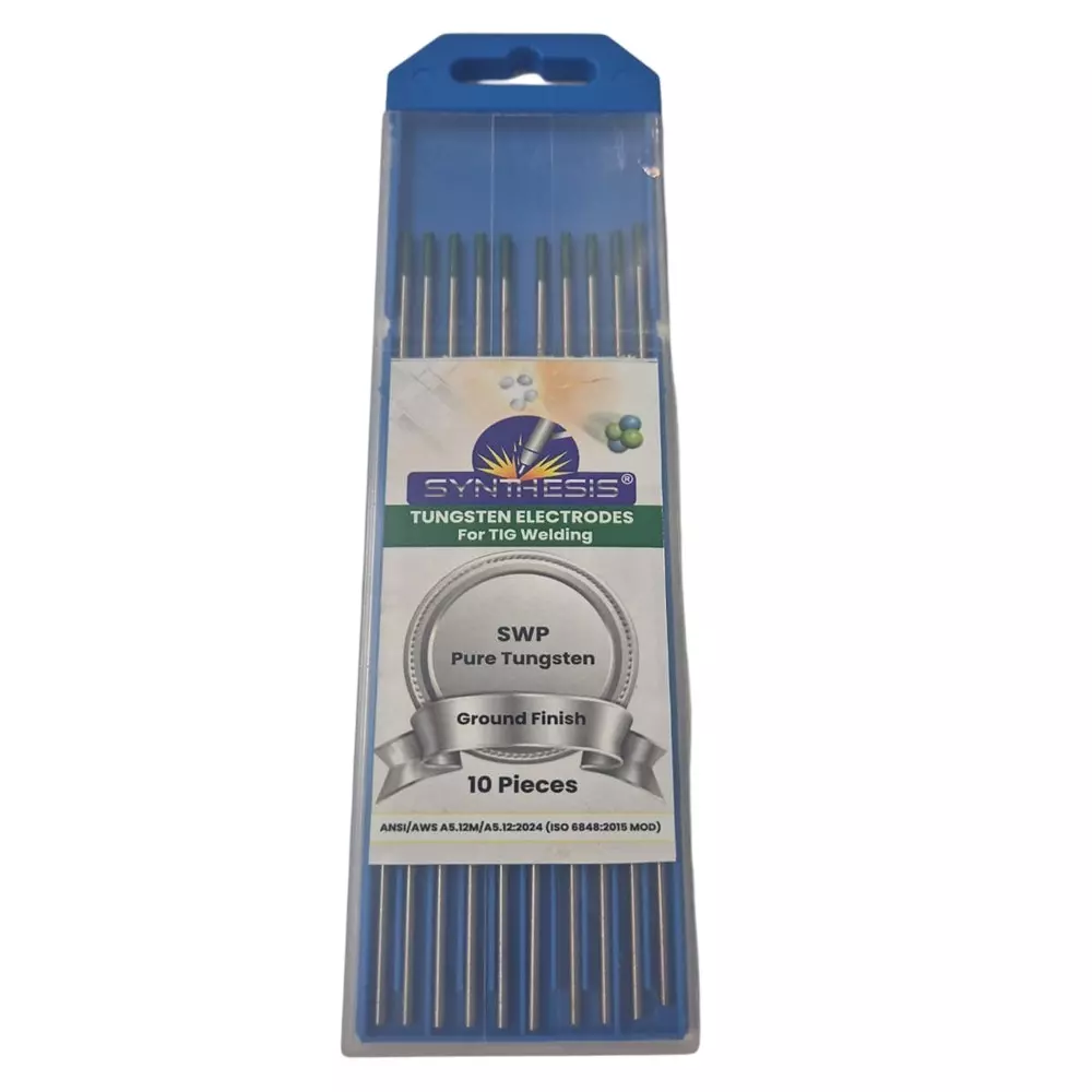 Synthesis SWP Pure Tungsten Electrodes Green Tip Color 2.4 mm Diameter Ground Finish for TIG Welding Use, (Pack of 10 Pcs)