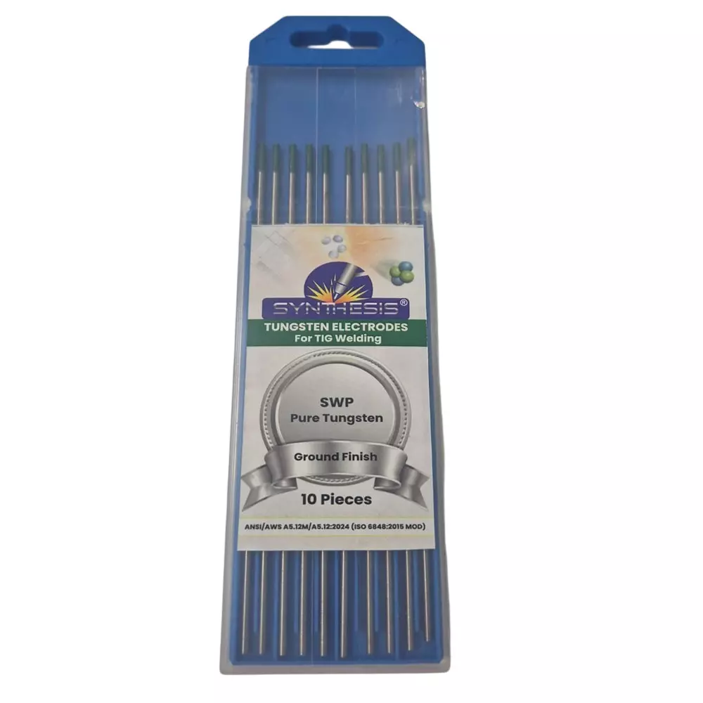Synthesis SWP Pure Tungsten Electrodes Green Tip Color 4 mm Diameter Ground Finish for TIG Welding Use, (Pack of 10 Pcs)