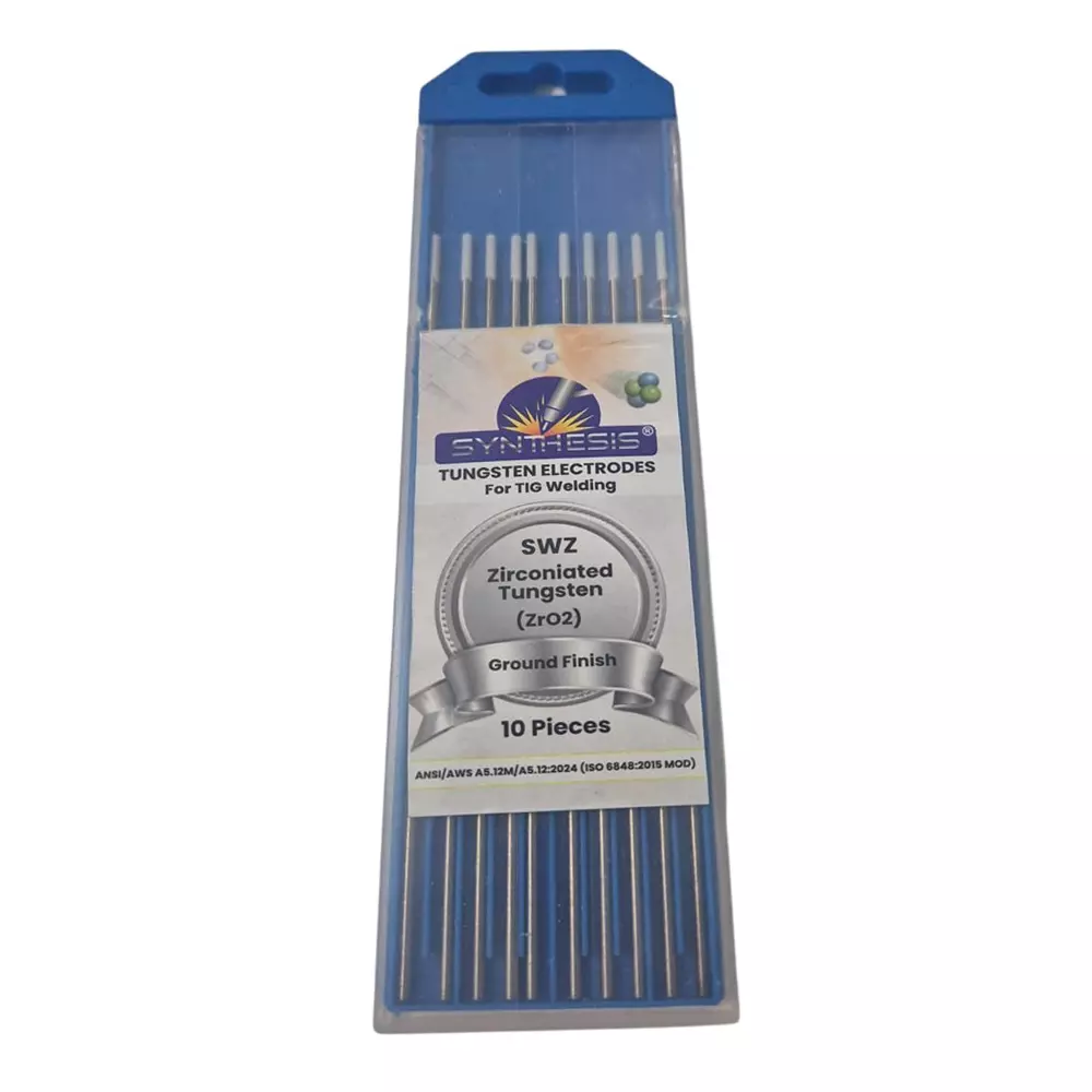 Synthesis SWZ Zirconiated Tungsten Electrodes Blue Tip Color 1.6 mm Diameter Ground Finish for TIG Welding Use, (Pack of 10 Pcs)