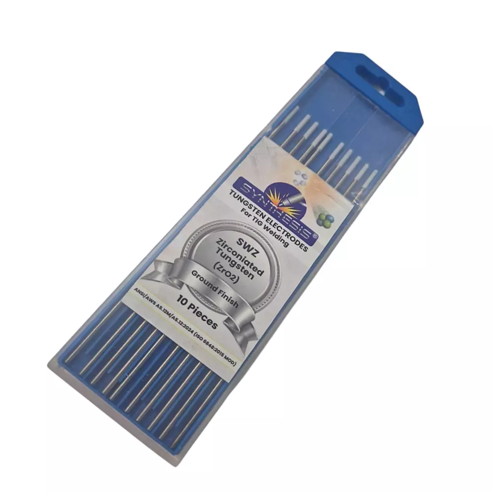 Synthesis SWZ Zirconiated Tungsten Electrodes Blue Tip Color 1.6 mm Diameter Ground Finish for TIG Welding Use, (Pack of 10 Pcs)
