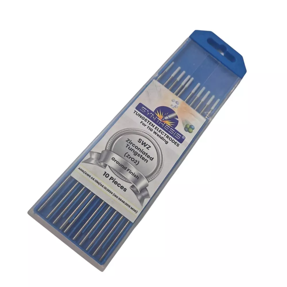 Synthesis SWZ Zirconiated Tungsten Electrodes Blue Tip Color 2.4 mm Diameter Ground Finish for TIG Welding Use, (Pack of 10 Pcs)