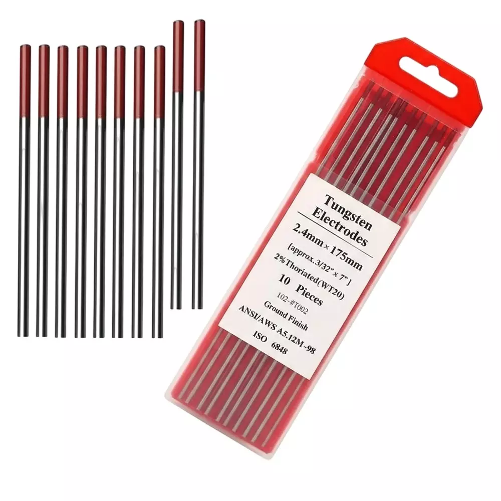 GENERIC Tungsten Rod Red & Silver Ground Finish 2.4 mm Rod Diameter for Industrial Use, (Pack of 10 Pcs)