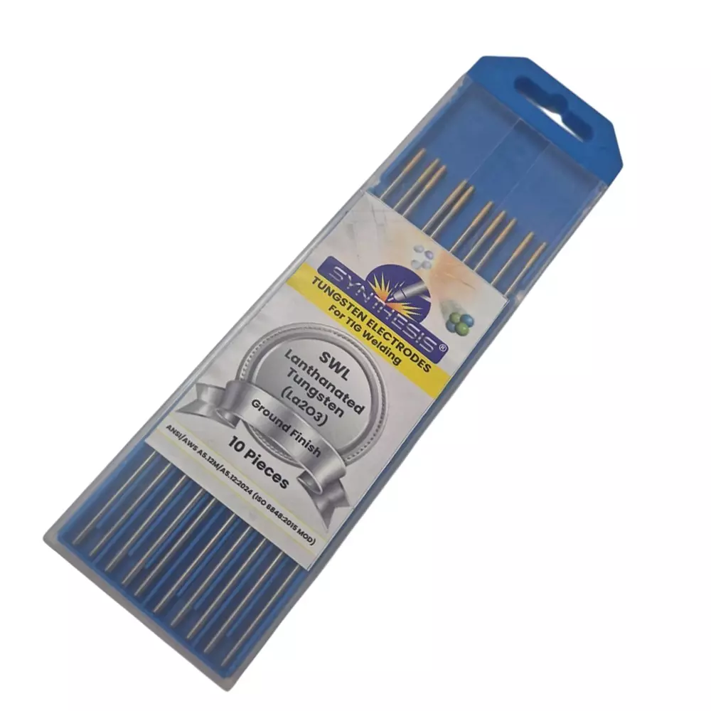 Synthesis SWL Lanthanated Tungsten Electrodes Yellow Tip Color 3.2 mm Diameter Ground Finish for TIG Welding Use, (Pack of 10 Pcs)