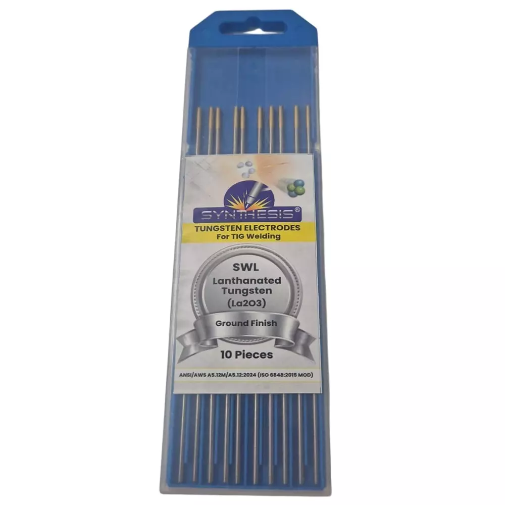Synthesis SWL Lanthanated Tungsten Electrodes Yellow Tip Color 1.6 mm Diameter Ground Finish for TIG Welding Use, (Pack of 10 Pcs)