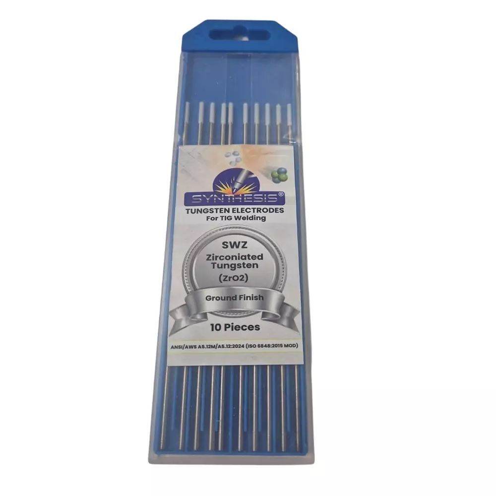 Synthesis SWZ Zirconiated Tungsten Electrodes Blue Tip Color 3.2 mm Diameter Ground Finish for TIG Welding Use, (Pack of 10 Pcs)