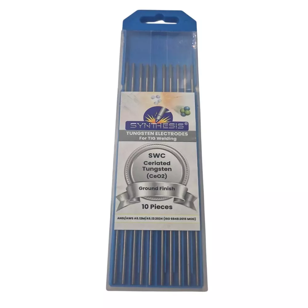Synthesis SWC Ceriated Tungsten Electrodes Grey Tip Color 4 mm Diameter Ground Finish for TIG Welding Use, (Pack of 10 Pcs)