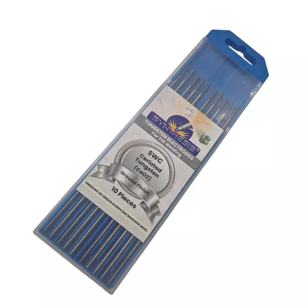 Synthesis SWC Ceriated Tungsten Electrodes Grey Tip Color 4 mm Diameter Ground Finish for TIG Welding Use, (Pack of 10 Pcs)