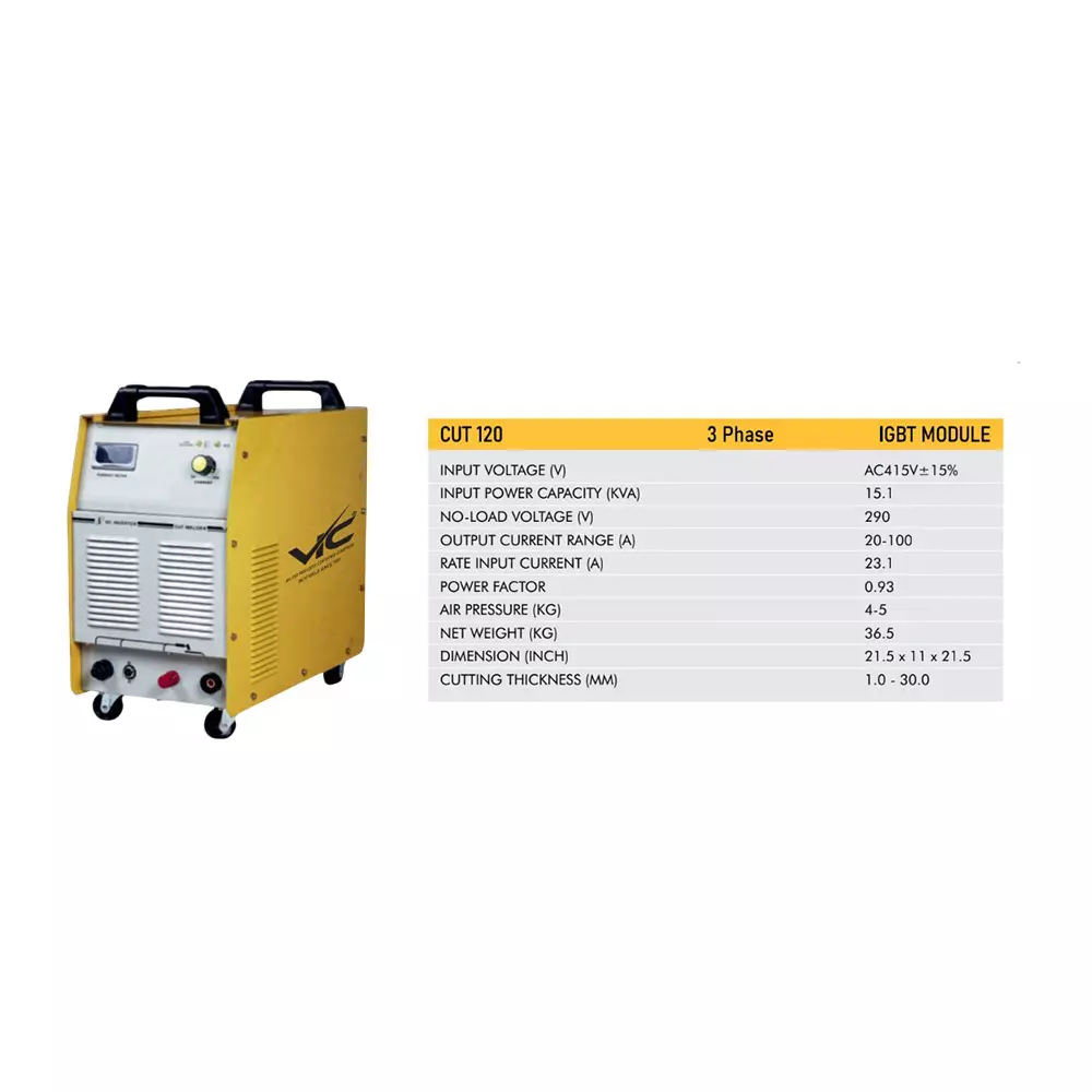 VIC IGBT MODULE CUT Welding Machine 15.1 KVA Power 3 Phase 20-100 A Current Range for Industrial Use, CUT 120