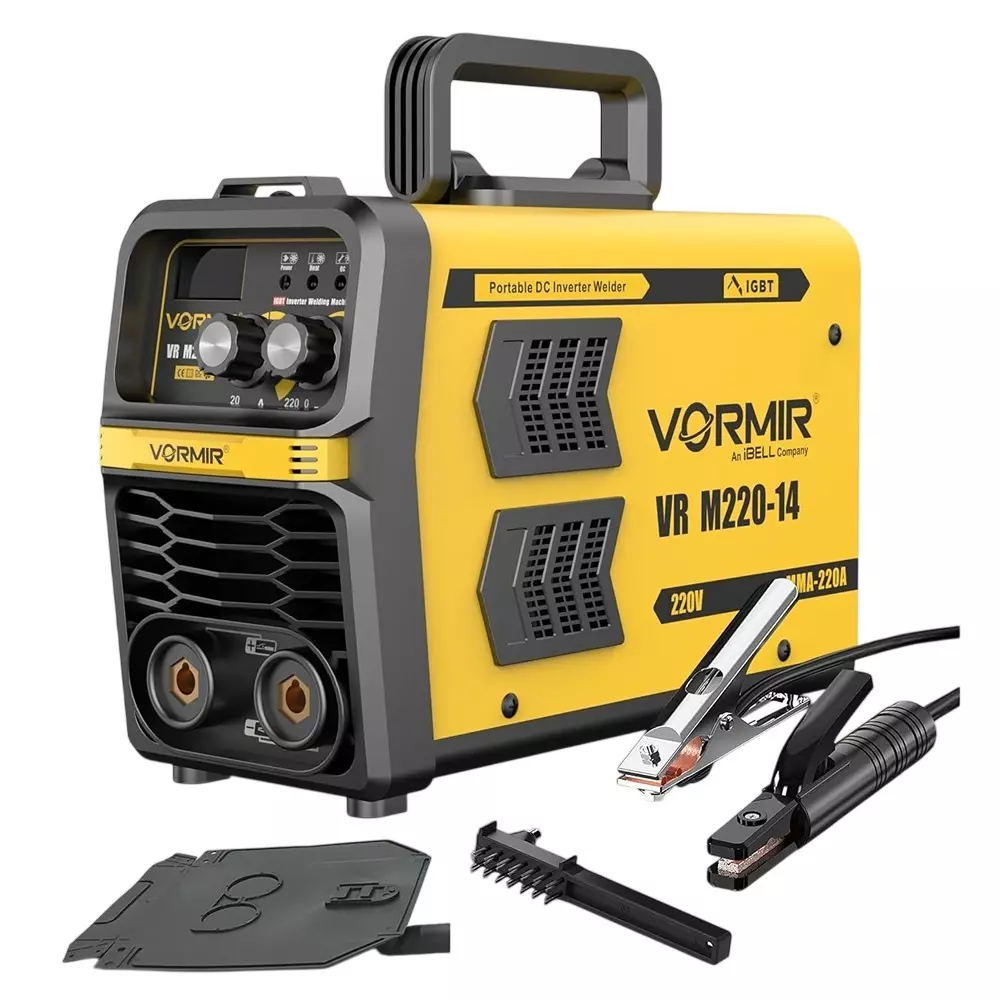 VORMIR Inverter MMA Welding Machine 220 A Current 220 V ±15% Input Voltage 1 Phase IGBT Technology with Accessories, VR M220-14