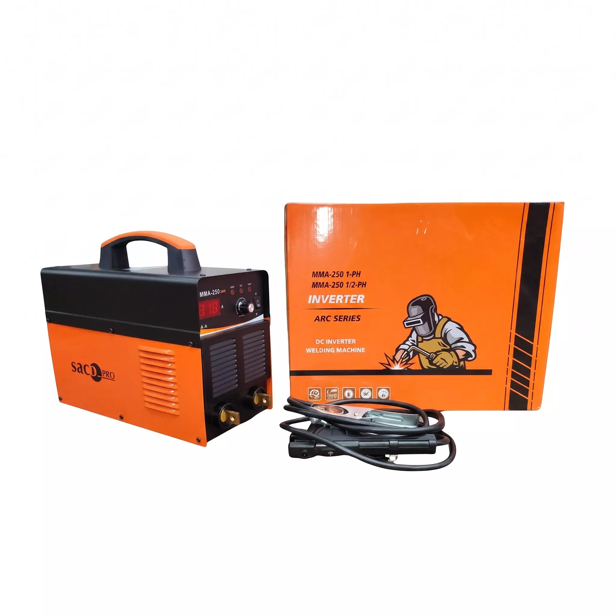 SACO PRO DC ARC Welding Machine E-Series 1 or 2 Phase IGBT Inverter Technology 0-250 Amps Current, MMA-250 1/2PH